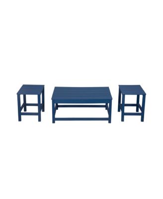 3-Piece Outdoor Patio Adirondack Coffee Table and Side Table Set