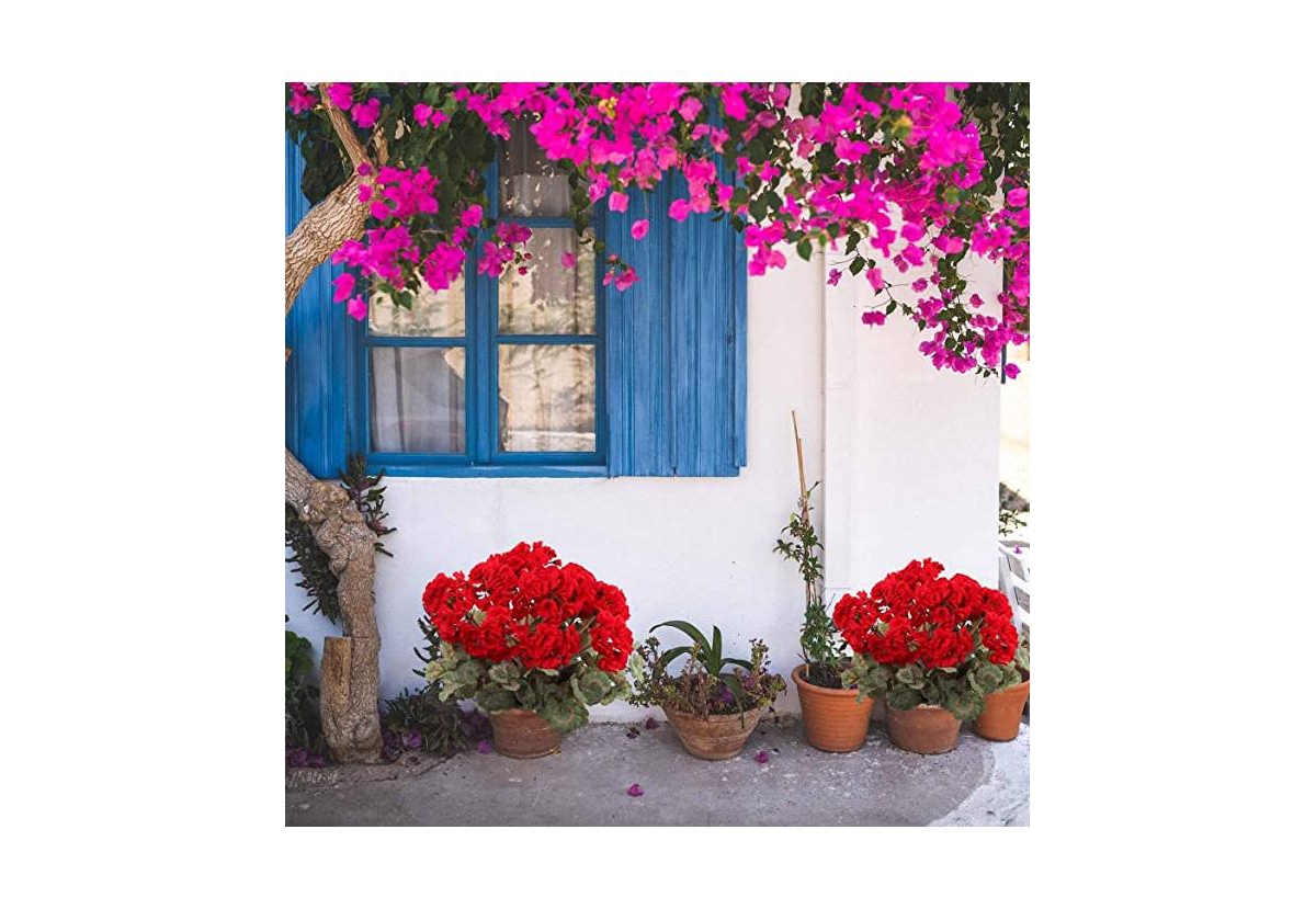 VibrantGeranium Bush, Faux Floral Decor, Home & Events - Red