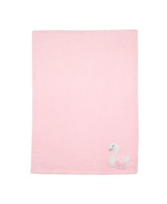 Blossom Pink/White Swan Coral Fleece Baby Blanket