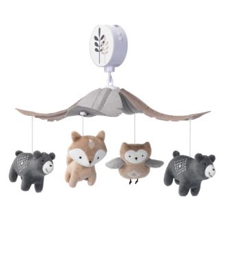 Woodland Forest Gray/Tan Musical Baby Crib Mobile Soother Toy