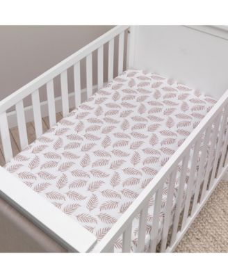 Baby Signature Taupe Leaves Print Organic Cotton Fitted Crib Sheet