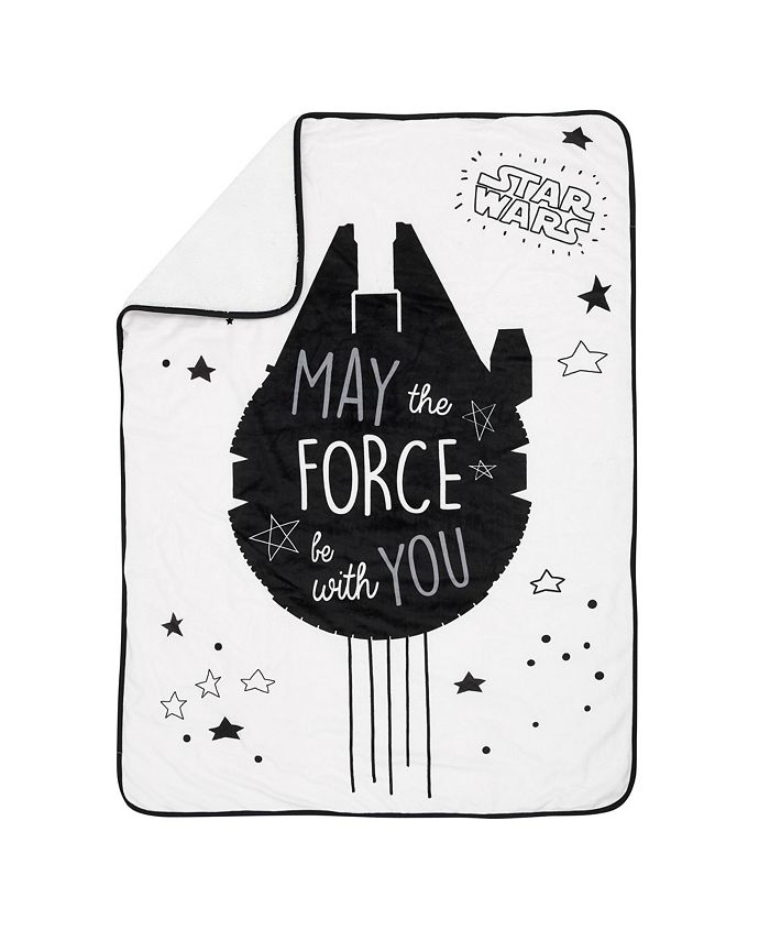Lambs & Ivy Star Wars Millennium Falcon Black/White Soft Sherpa Baby
