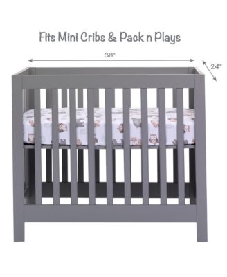 Baby Woodland Forest Animals White/Gray Cotton Fitted Mini Crib Sheet