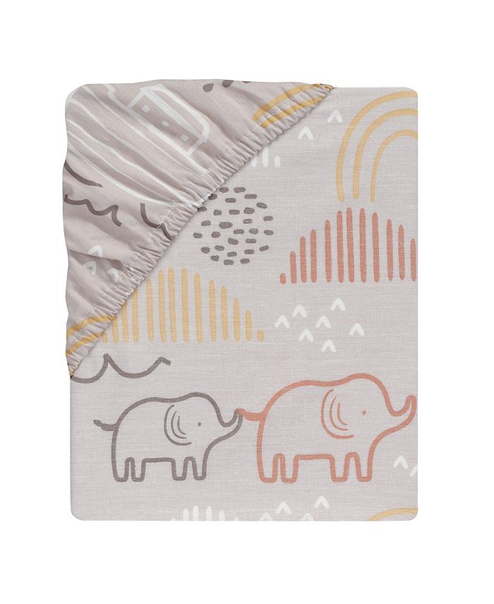 Lambs & Ivy Baby Noah Taupe Elephant/Ark/Rainbow 100 Cotton Fitted Crib Sheet Macy's