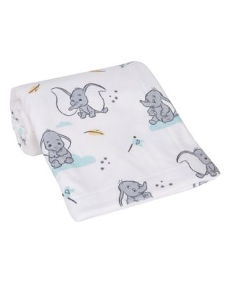 Baby Disney Dumbo Elephant White Minky/Fleece Faux Shearling Blanket