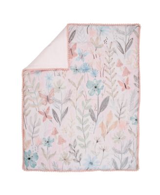 Baby Blooms 3-Piece Pink Floral/Butterfly Baby Crib Bedding Set