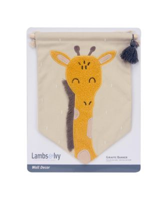 Baby Giraffe Canvas Banner Nursery Wall Art / Wall Hanging - Yellow
