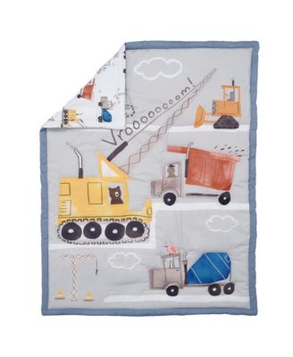 Construction Zone 3-Piece Trucks Nursery Baby Crib Bedding Set