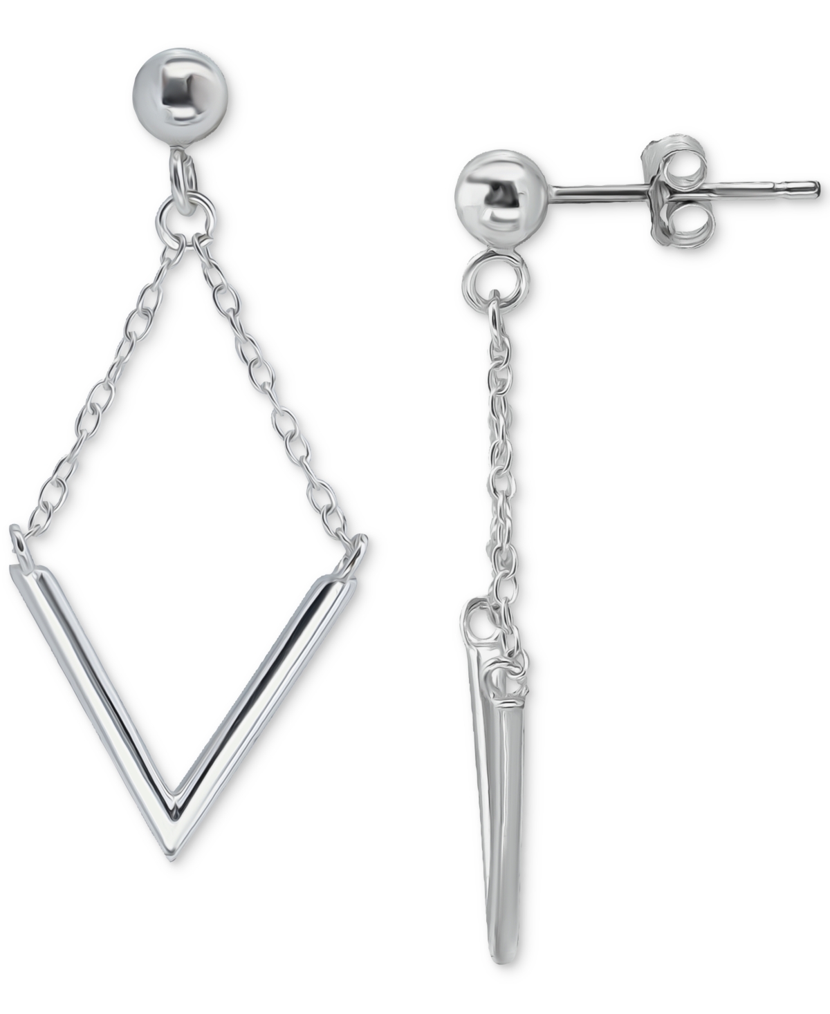 Giani Bernini V Bar & Chain Drop Earrings, Created For Macy's In Sterling Silver