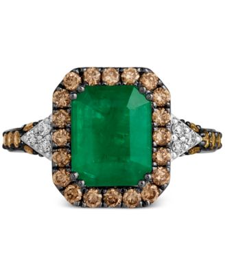 Couture Costa Smeralda Emeralds (2-3/8 ct. t.w.), Chocolate Diamonds (5/8 ct. t.w.) & Nude Diamonds (1/10 ct. t.w.) Square Halo Ring in Platinum 