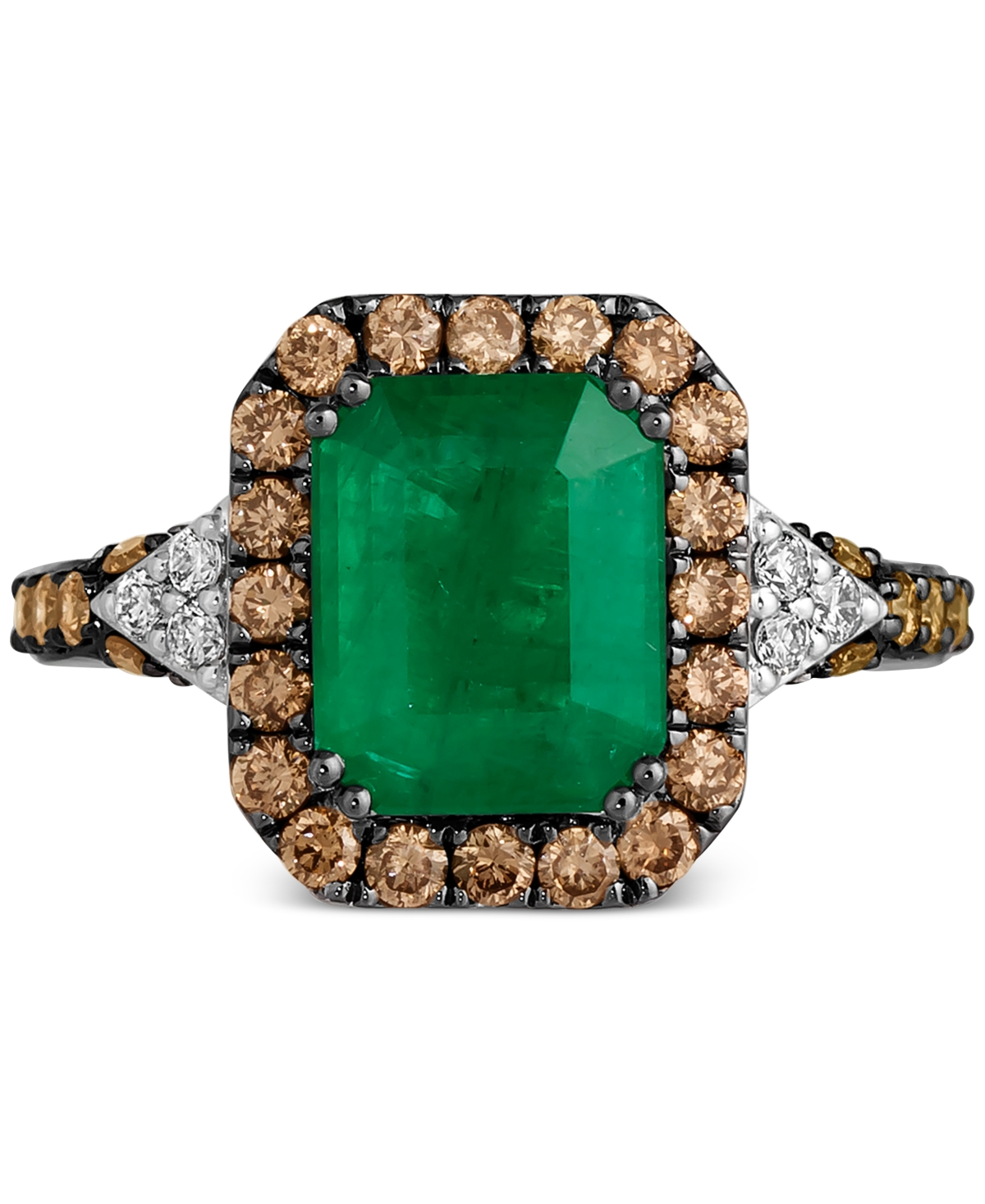 Le Vian Couture Costa Smeralda Emeralds (2-3/8 ct. t.w.), Chocolate Diamonds (5/8 ct. t.w.) & Nude Diamonds (1/10 ct. t.w.) Square Halo Ring in Platin