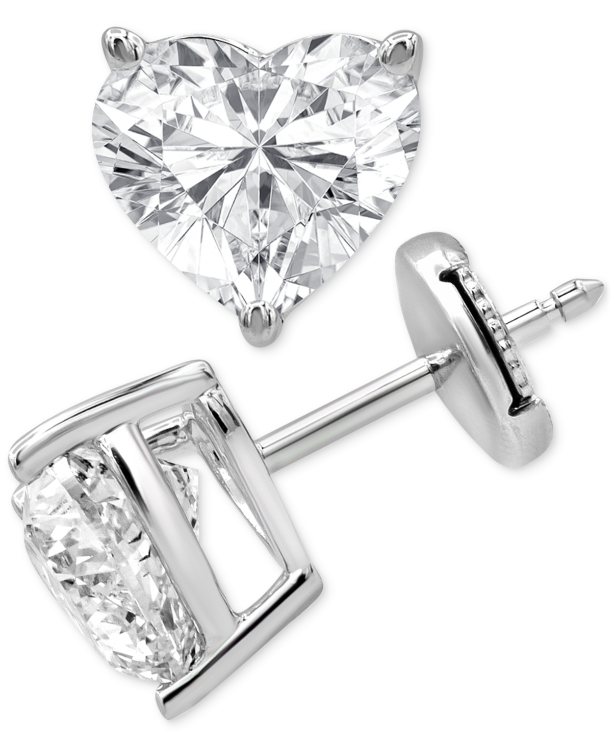 Badgley Mischka Certified Lab Grown Diamond Heart-cut Stud Earrings (4 Ct. T.w.) In 14k Gold In White Gold