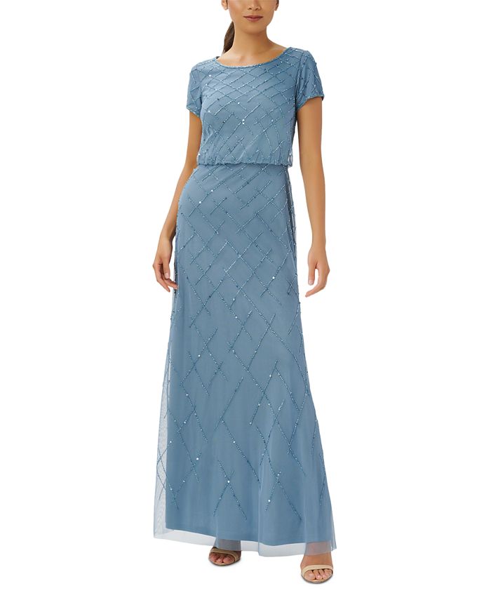 Adrianna Papell Beaded Blouson Gown & Reviews - Dresses - Women - Macy's