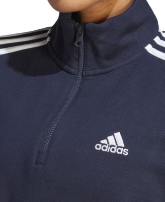 adidas Women's Cotton 3-Stripes Quarter-Zip Sweatshirt