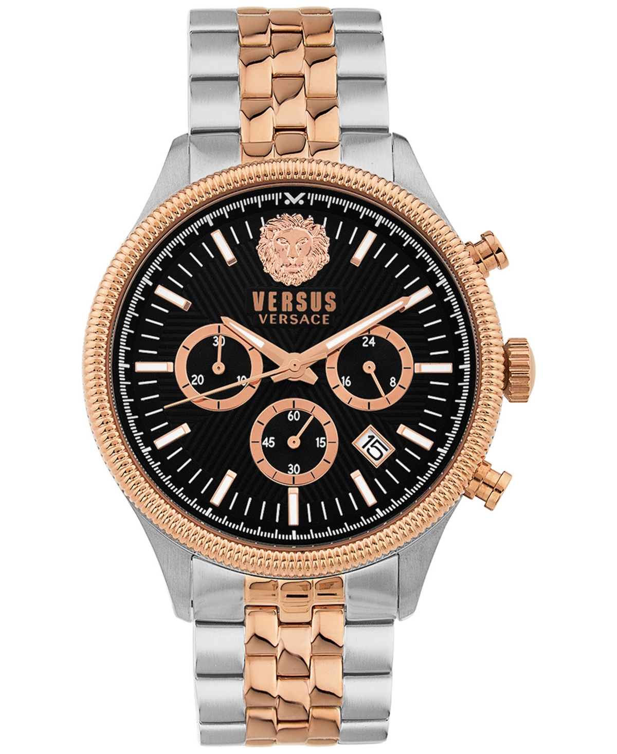 Shop Versus Men's Chronograph Colonne Ion Plated Stainless Steel Bracelet Watch 44mm In Two Tone Rose Gold