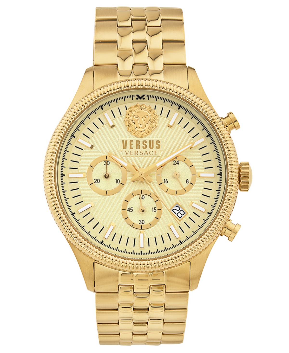 Shop Versus Men's Chronograph Colonne Ion Plated Stainless Steel Bracelet Watch 44mm In Gold