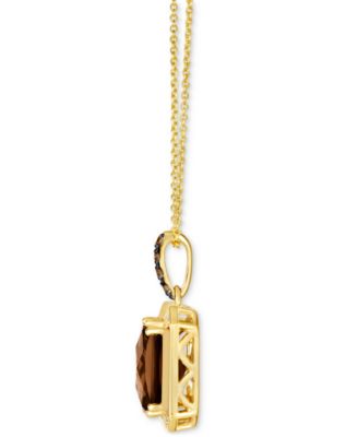 Chocolate Quartz (2-3/4 ct. t.w.), Chocolate Diamonds (1/10 ct. t.w.) & Nude Diamonds (1/20 ct. t.w.) Adjustable Pendant Necklace in 14k Gold, 18" + 2" extender