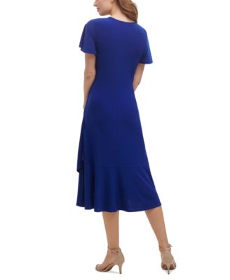 Flutter-Sleeve Midi Dress