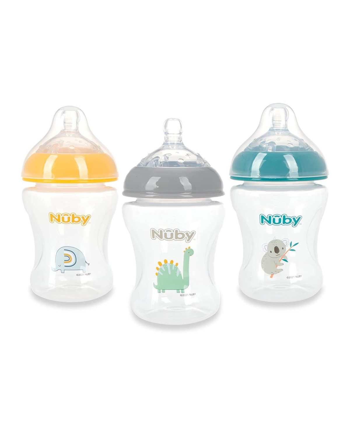 Nuby Infant Baby Bottles With Slow Flow Nipple, 3 Pack, 8oz, Boy In Assorted Pre Pack