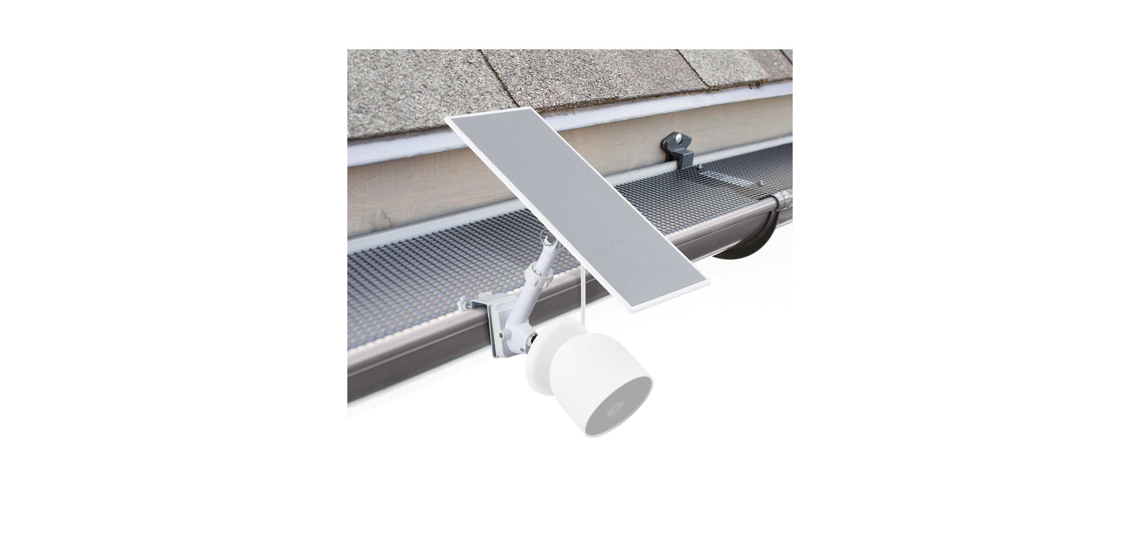 Wasserstein 2-in-1 Gutter Mount for Google Nest Cam (Battery) and Compatible Solar Panel (White) - Camera and Solar Panel Not Included