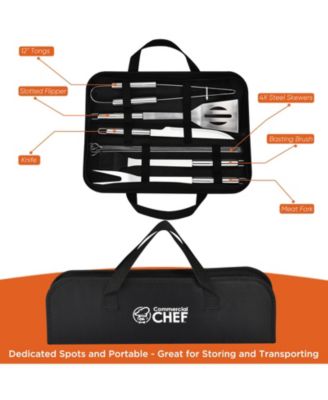 10 Piece Stainless Steel Barbeque Grill Tool Set with Carry Bag