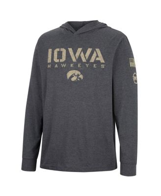 Men's Charcoal Iowa Hawkeyes Team OHT Military-Inspired Appreciation Hoodie Long Sleeve T-shirt