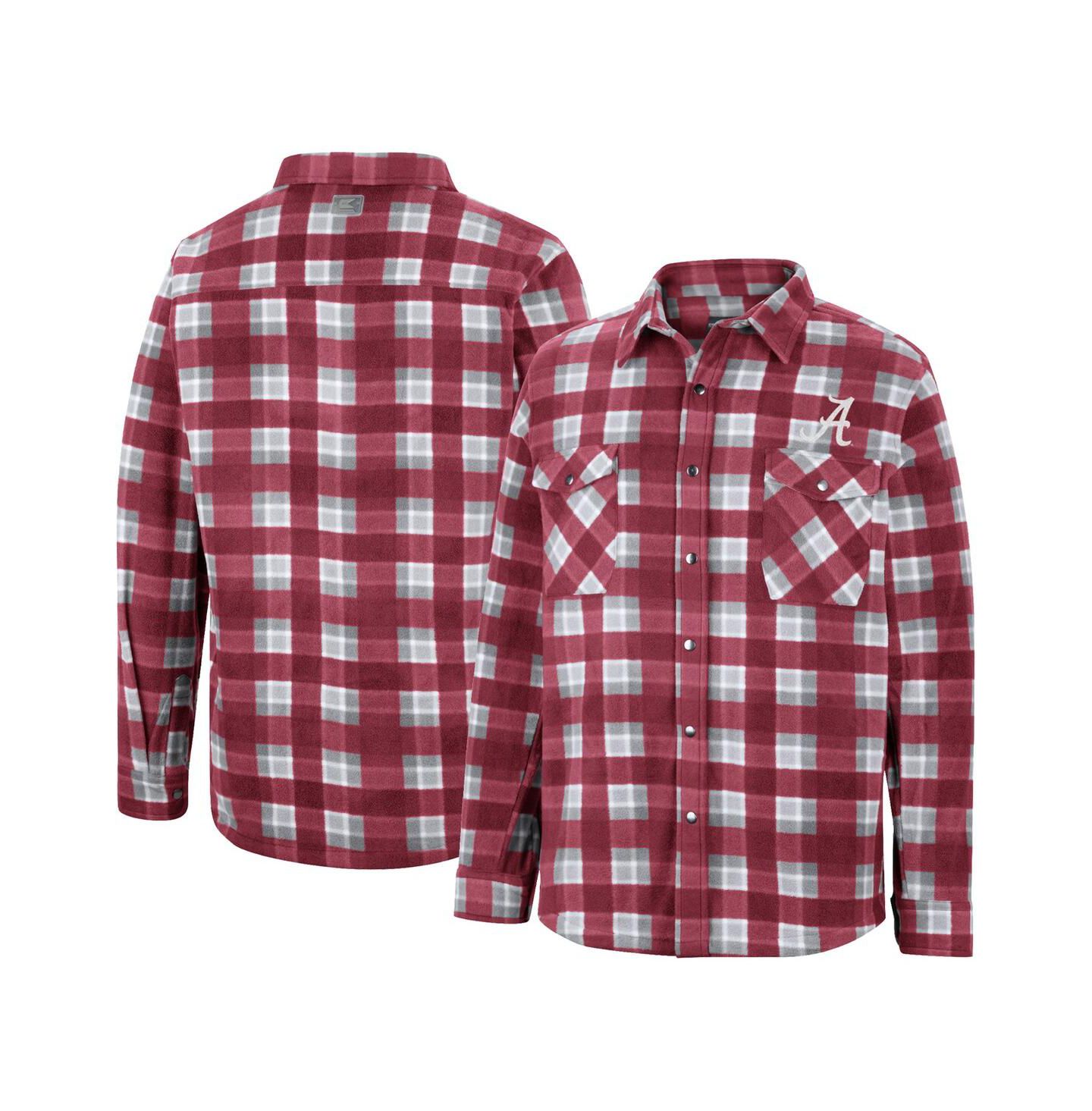Мужская куртка Colosseum Crimson, White Alabama Crimson Tide Ellis Plaid Full-Snap Shirt Jacket — фото 4