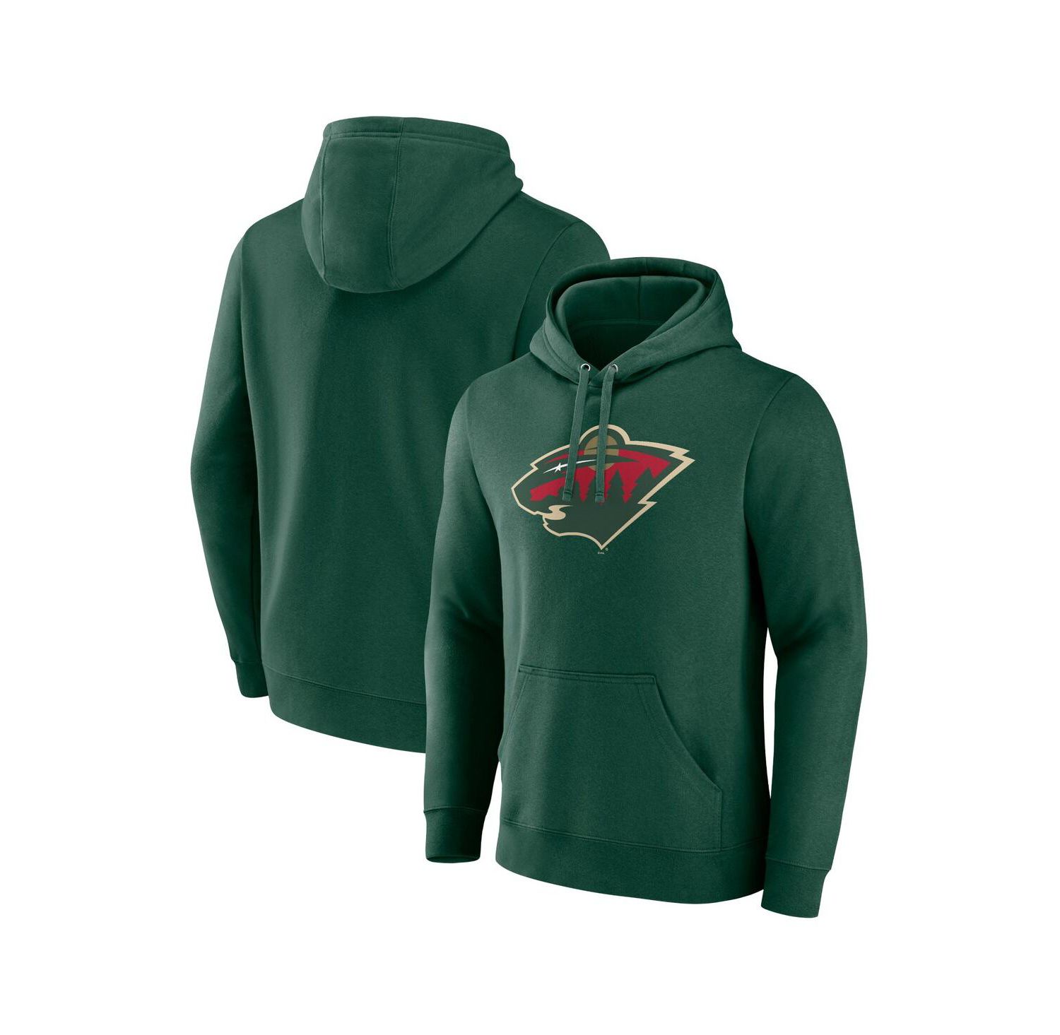 Men's Green Minnesota Wild Primary Logo Pullover Hoodie