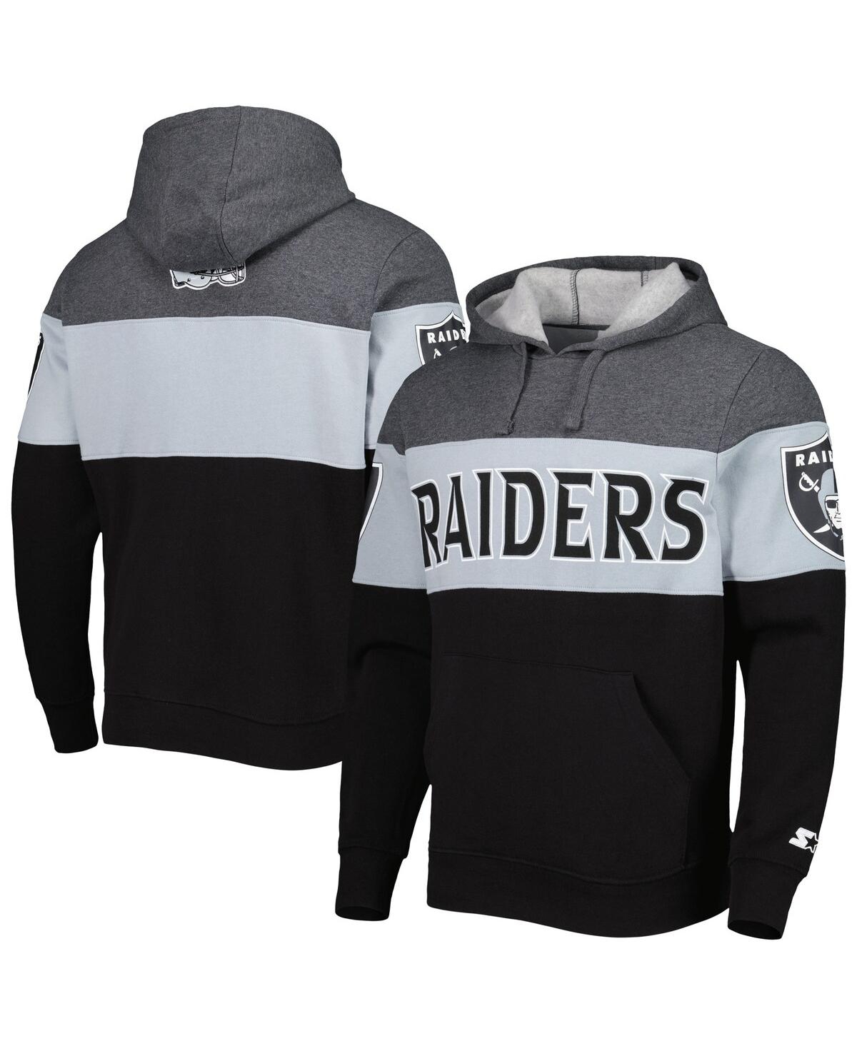 Shop Starter Men's  Heather Charcoal And Black Las Vegas Raiders Extreme Pullover Hoodie In Heather Charcoal,black
