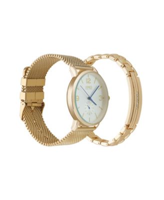 Men's Analog Gold-Tone Metal Alloy Bracelet Watch, 42mm and Bracelet Set