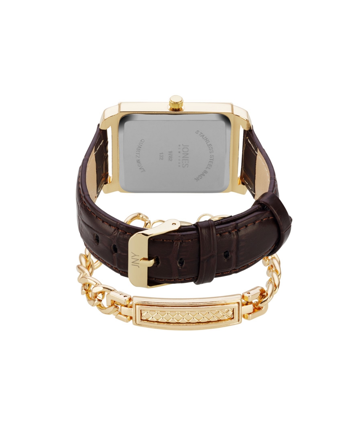 Jones New York Men's Analog Brown Polyurethane Strap Watch, 42mm and Bracelet Set - Brown