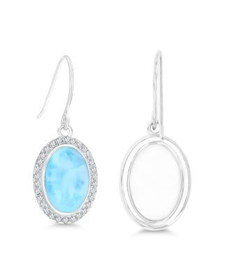 Larimar and Cubic Zirconia Fishhook Earrings (7/8 ct.t.w.) in Sterling Silver