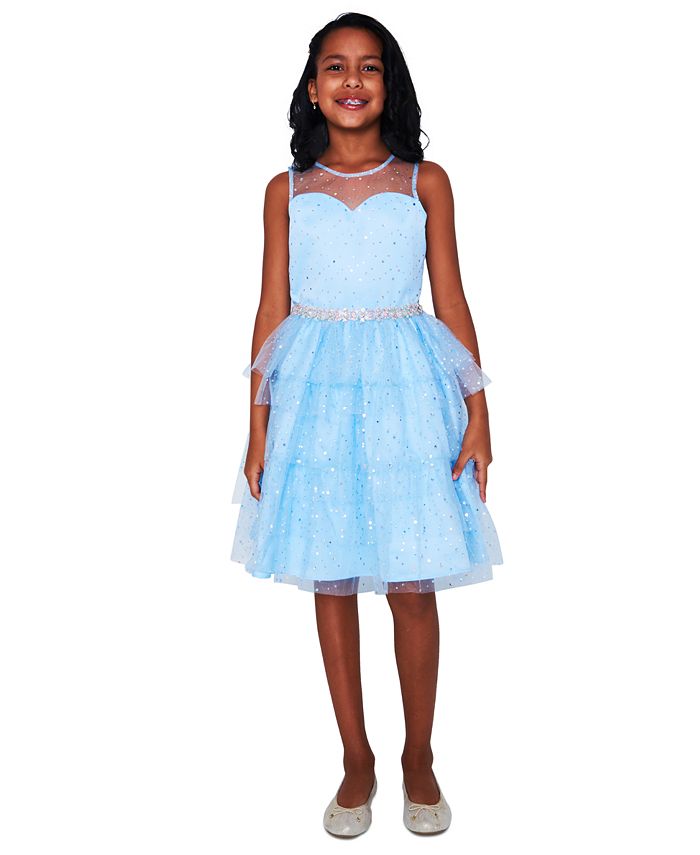 Rare Editions Big Girls Sweetheart Bodice to Tiered Skirt Dress