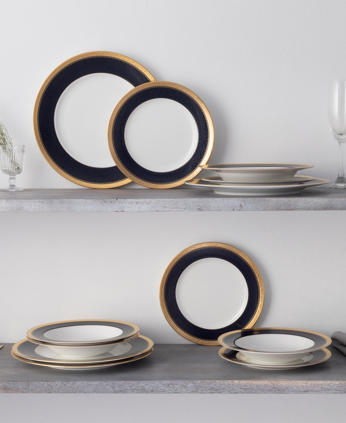 Noritake Odessa Cobalt Set, Service For 4 - Blue and Gold-Tone