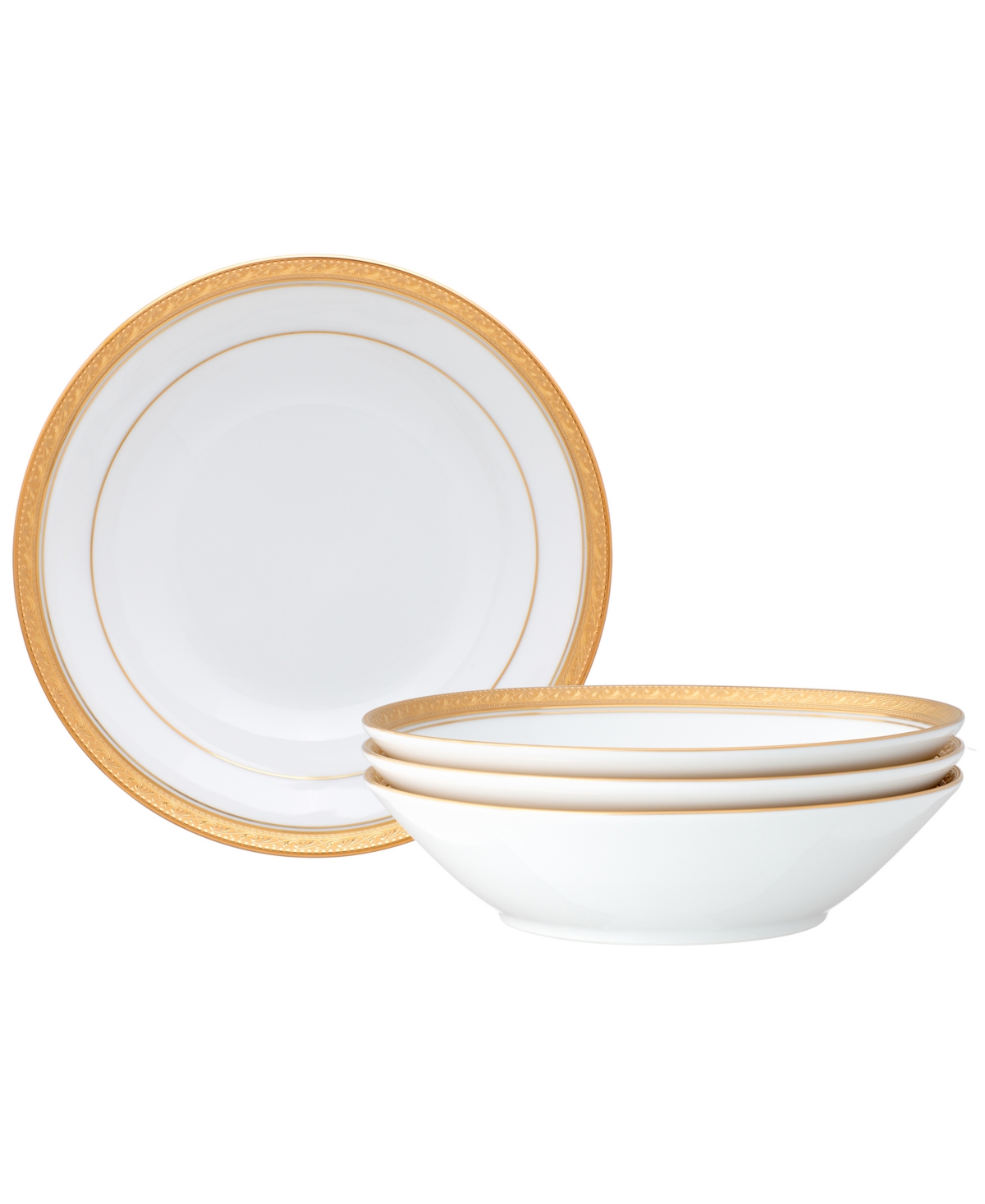 Noritake Crestwood Gold Set Of 4 Soup Bowls, Service For 4 In White