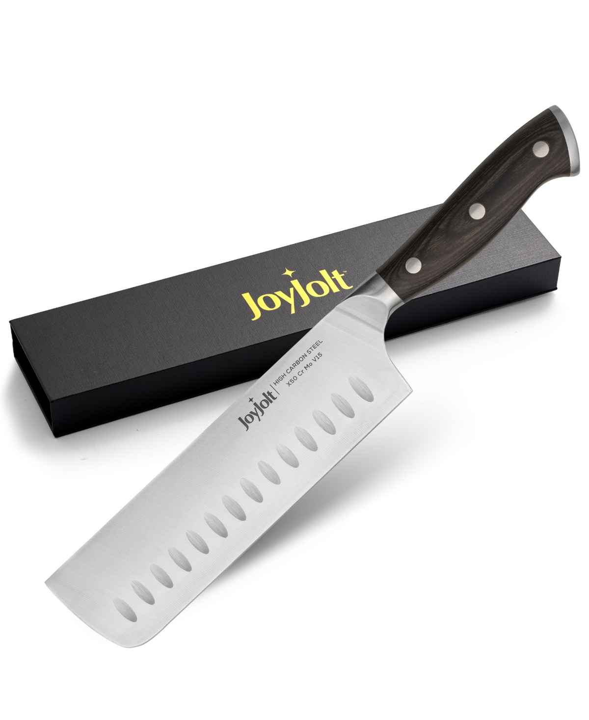Joyjolt 7"  Nakiri Knife High Carbon Steel Kitchen Knife In Black