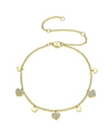 Rachel Glauber Ra Rhodium Plated Cubic Zirconia Heart Charm Bracelet - Gold