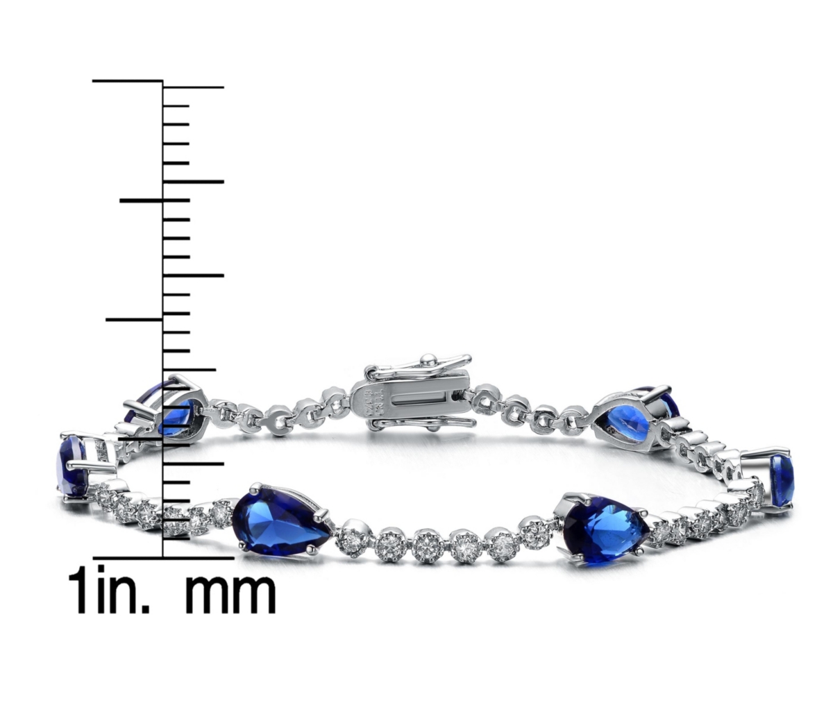 Rachel Glauber Ra White Gold Plated with Pear Blue & Tennis Bracelet