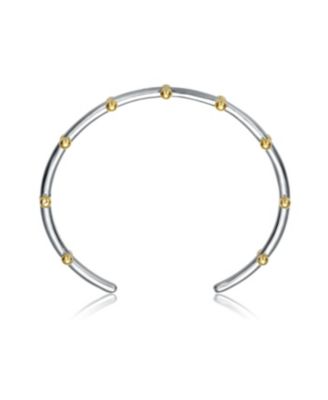 White Gold Plated and 14K Gold Plated Cuff Bracelet