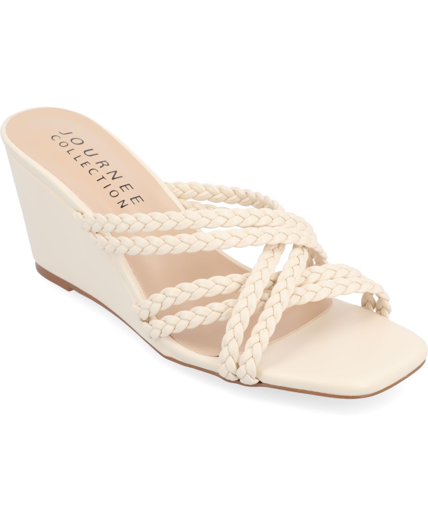 Женские сандалии Journee Collection Baylen Strappy Braided Wedge, цвет: Бежевый — фото 1