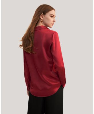 Women's Basic Concealed Placket Silk Shirt