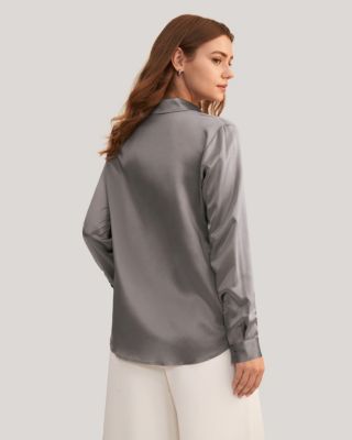 Women's Basic Concealed Placket Silk Shirt