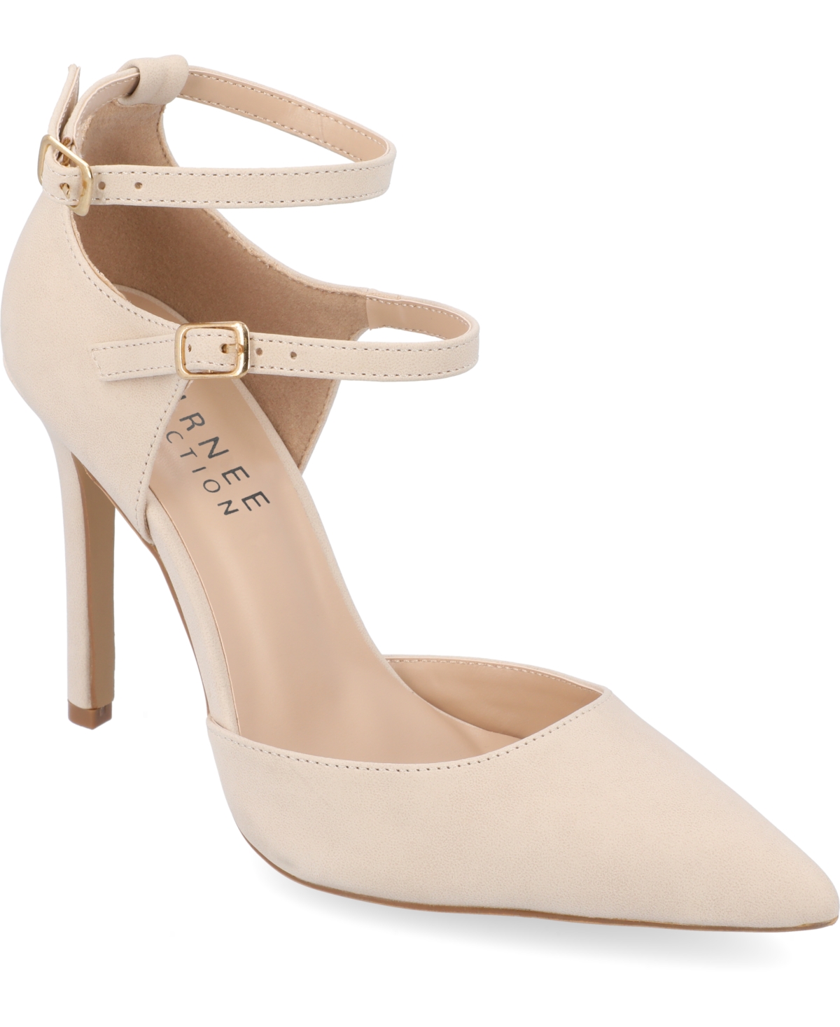 Journee Collection Women's Lilyann Double Strap Buckle Stilettos In Beige