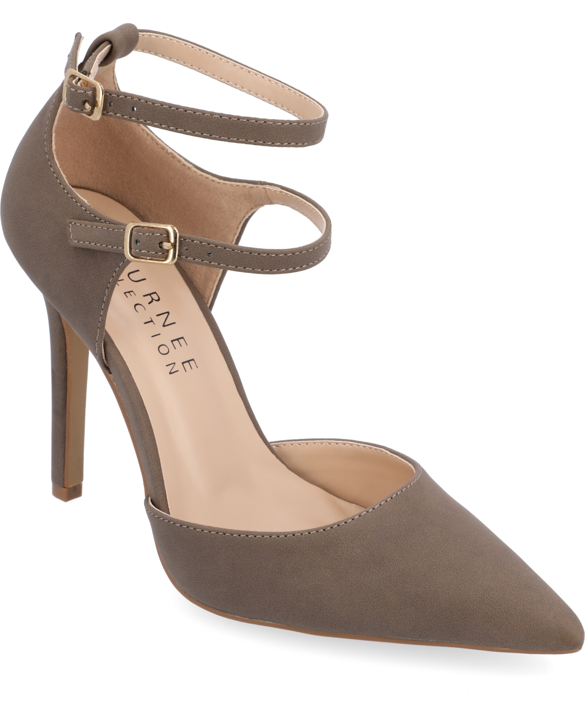 Journee Collection Women's Lilyann Double Strap Buckle Stilettos In Brown