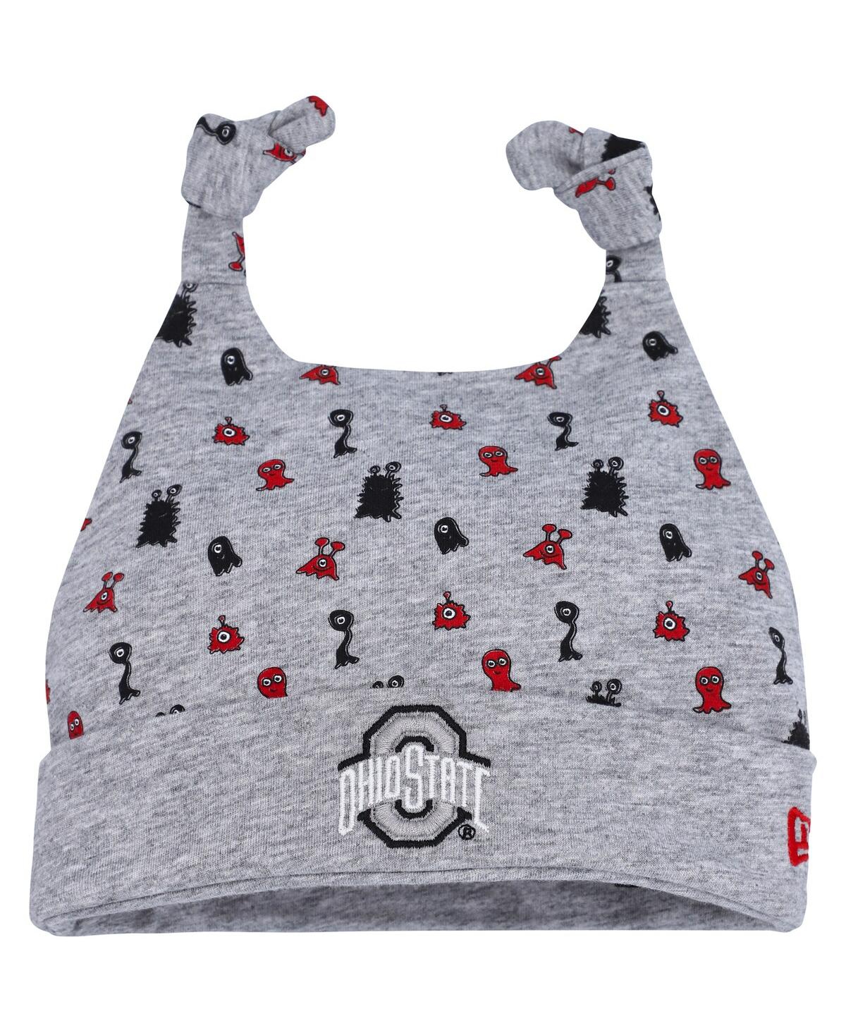 New Era Babies' Newborn And Infant Boys And Girls  Heather Gray Ohio State Buckeyes Critter Cuffed Knit Hat