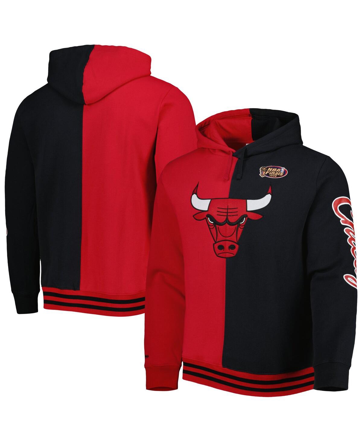 Mitchell & Ness Men's  Red, Black Chicago Bulls Hardwood Classics Split Pullover Hoodie In Red,black
