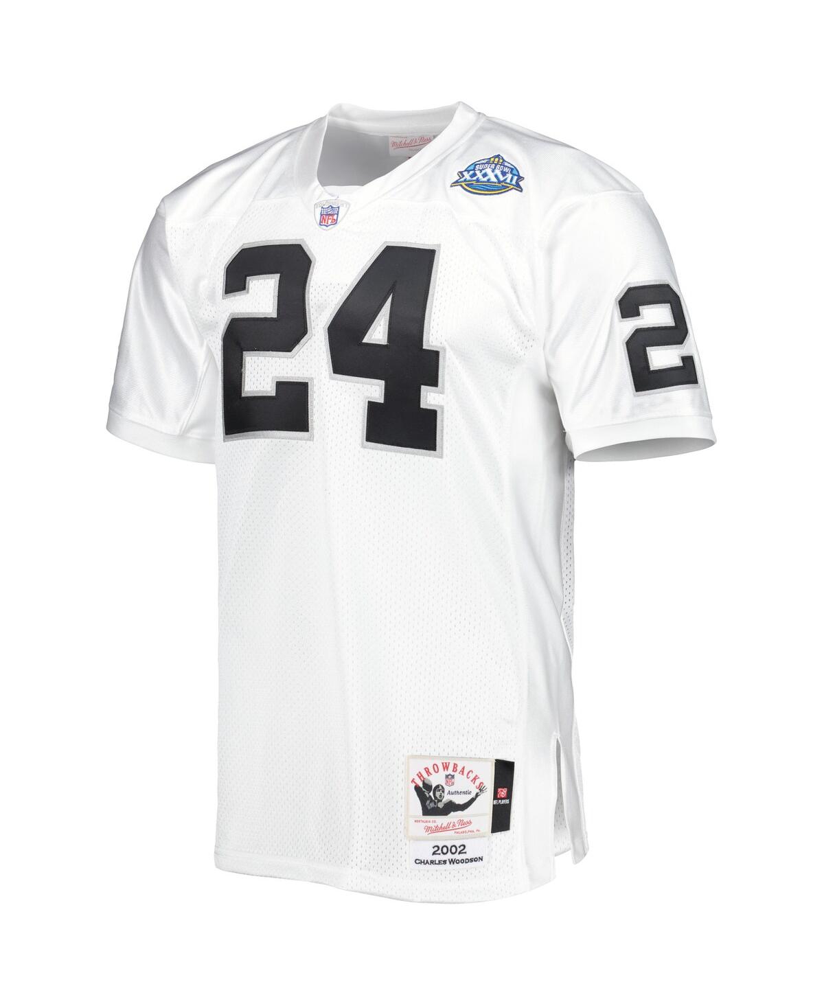 Men's Mitchell & Ness Charles WoodsonLas Vegas Raiders 2002 Super Bowl Xxxvii Authentic Retired Player Jersey - White