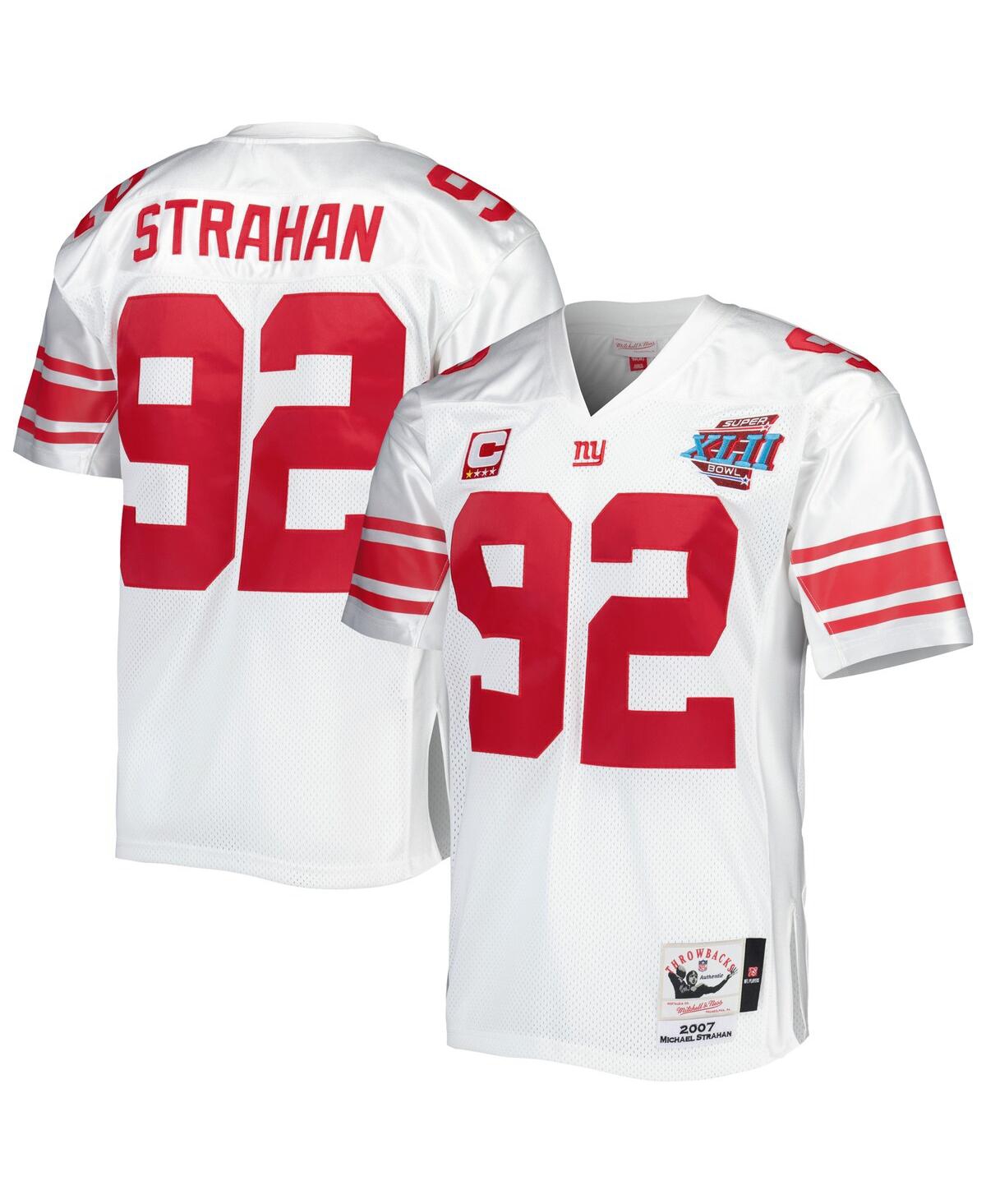 Men's Mitchell & Ness Michael StrahanNew York Giants Super Bowl Xlii Authentic Throwback Retired Player Jersey - White