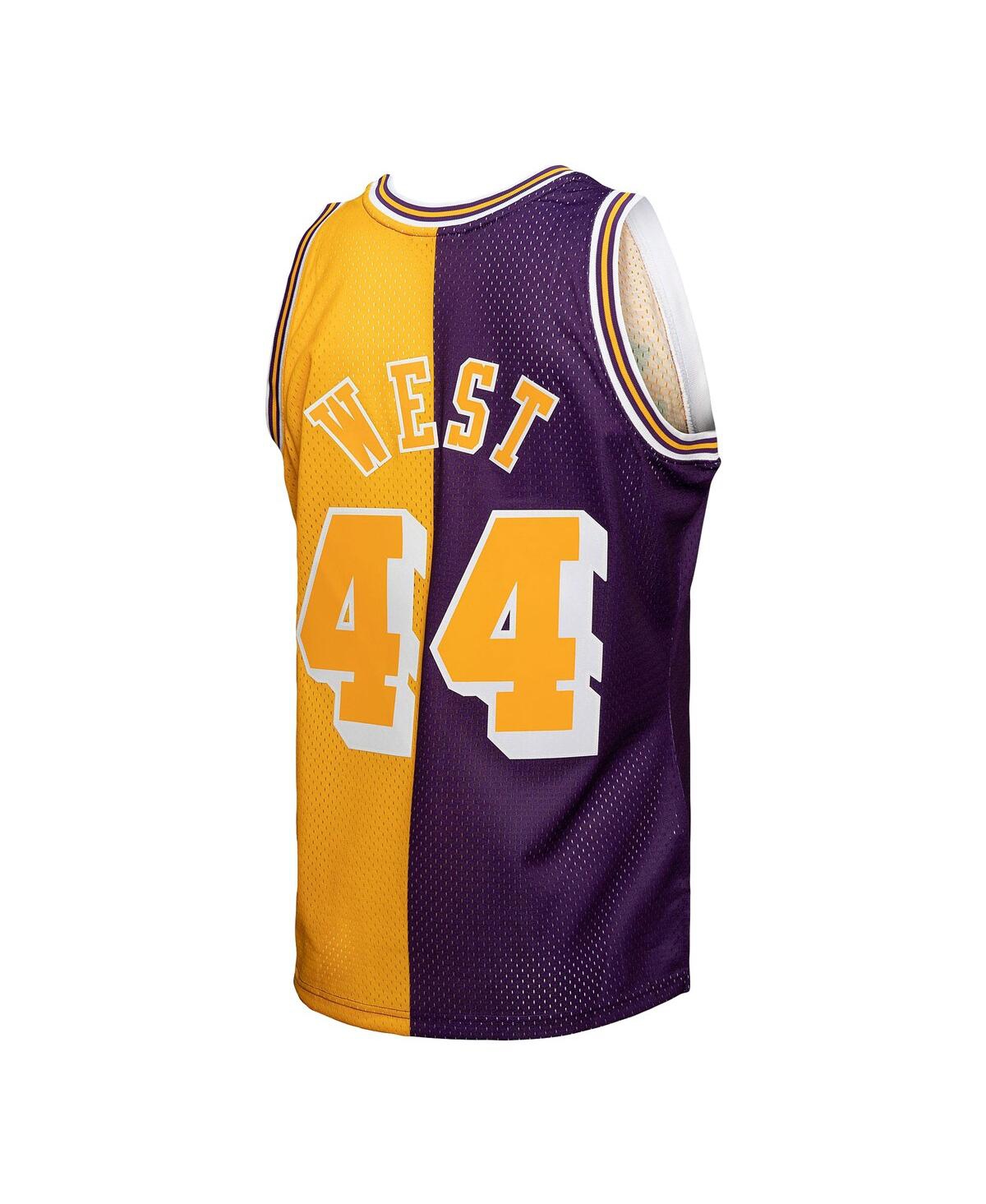 Men's Mitchell & Ness Jerry West Gold Los Angeles Lakers Hardwood Classics 1971-72 Split Swingman Jersey - Gold