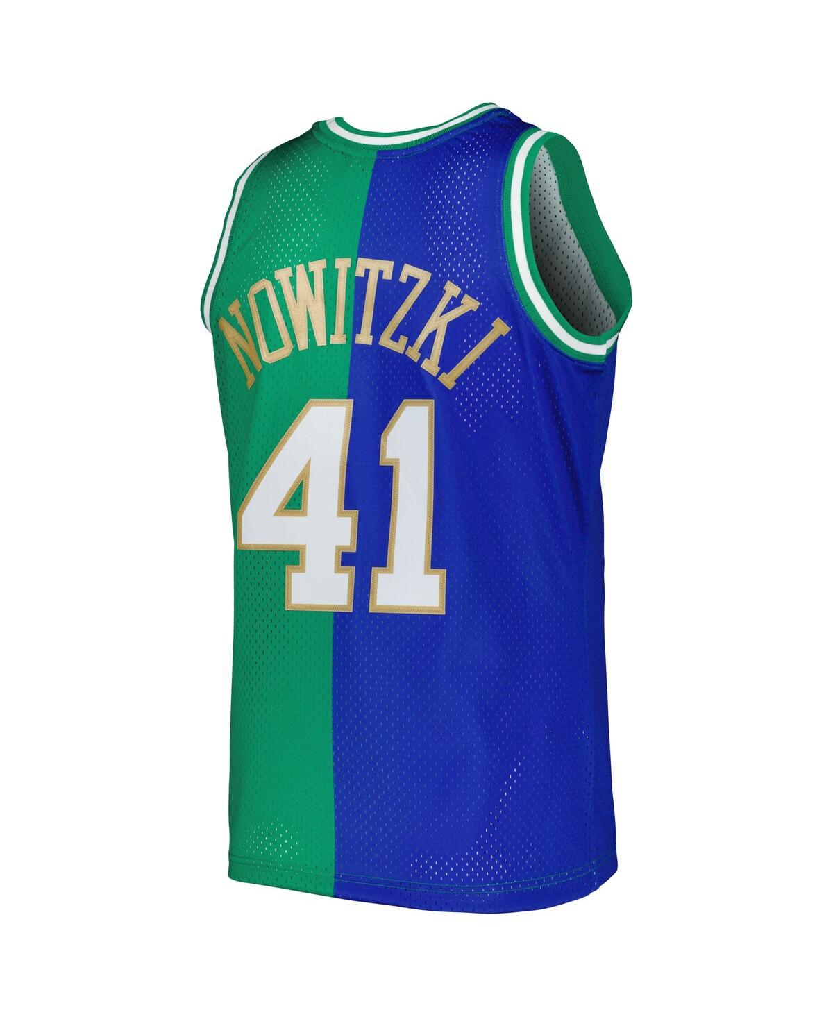 Men's Mitchell & Ness Dirk Nowitzki Green Dallas Mavericks Hardwood Classics 1998-2019 Split Swingman Jersey - Green